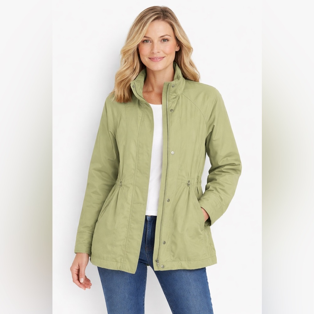 FitzWright Sage Green Jacket Zip Snap Utility Y2K Boho